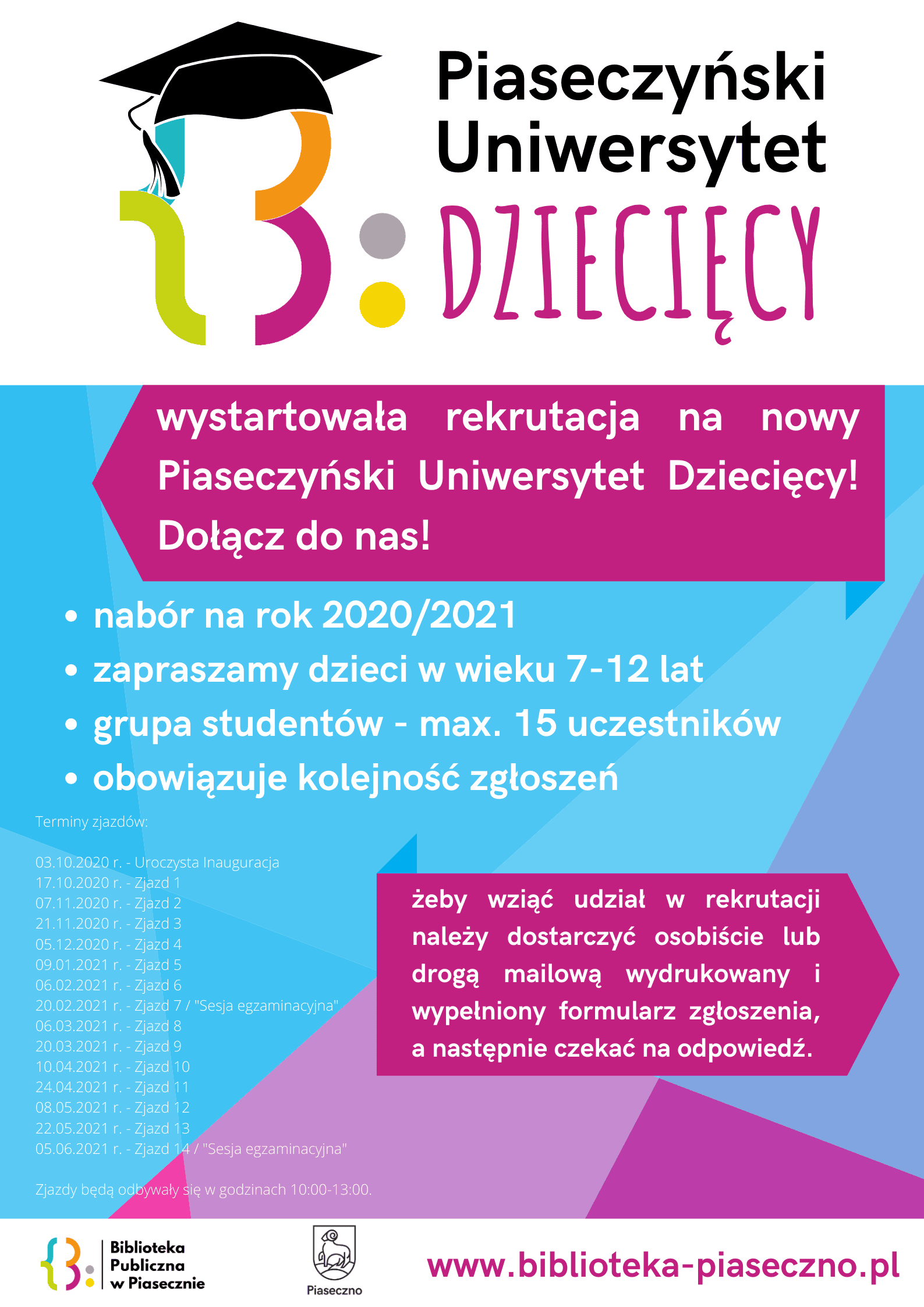 Plakat - Rekrutacja Piaseczyńskiego Uniwersytetu Dziecięcego