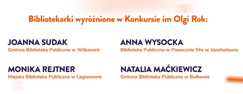 Konkurs Im. Olgi Rok - informacja o wyróżnieniu Dla Anny Wysockiej 