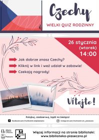 Plakat informujący o quizie na temat Czech