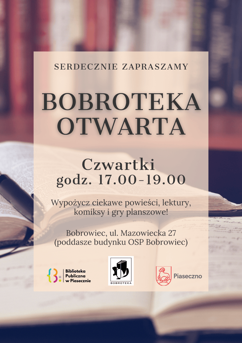 Plakat dotyczący otwarcia punktu bibliotecznego w Bobrowcu