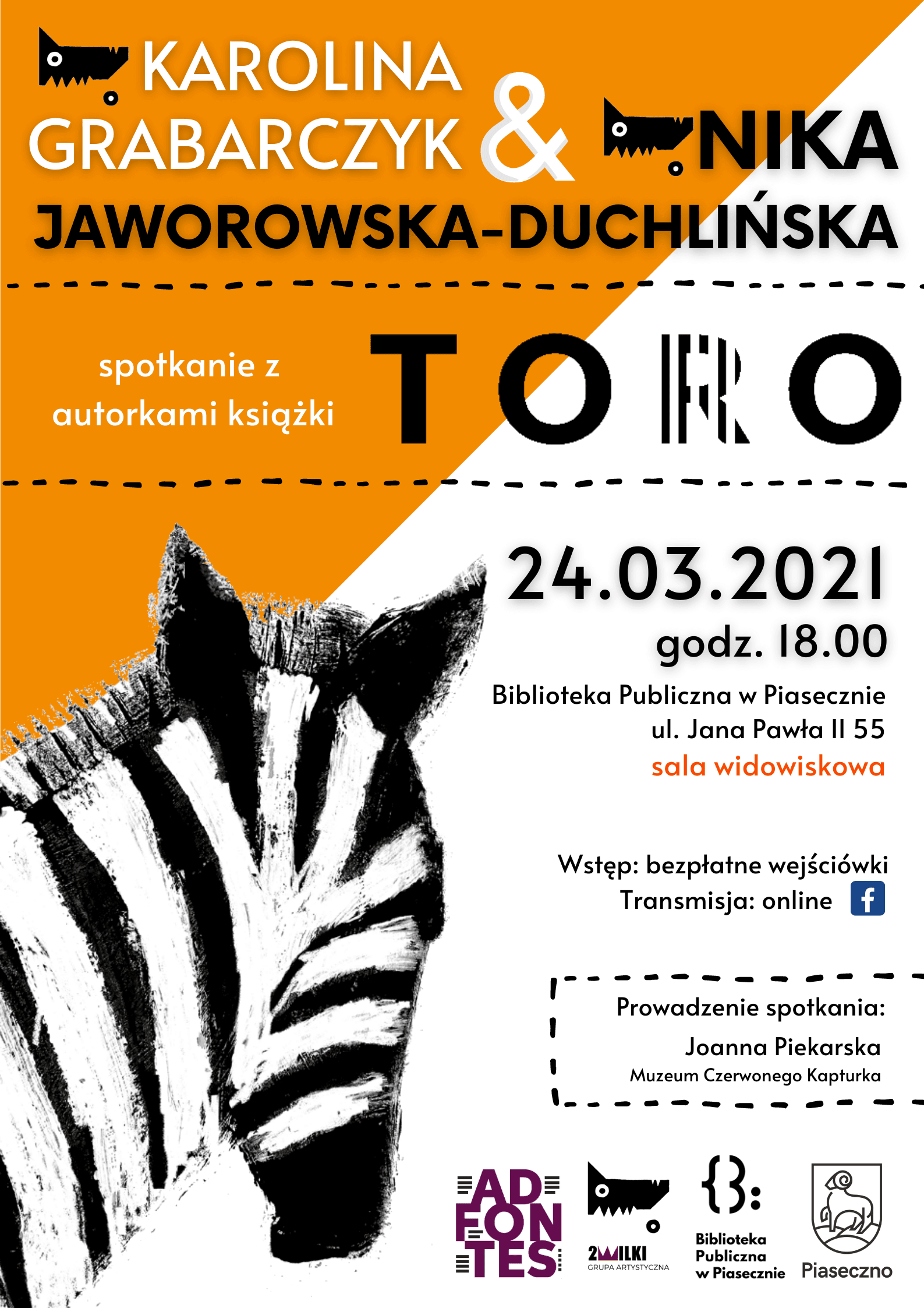 Spotkanie Autorskie "Toro" 24.03.2021 - plakat informujący o spotkaniu