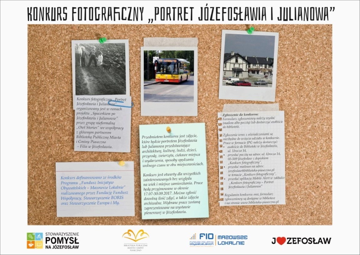 Plakat promujący konkurs fotograficzny "Portret Józefosławia i Julianowa"