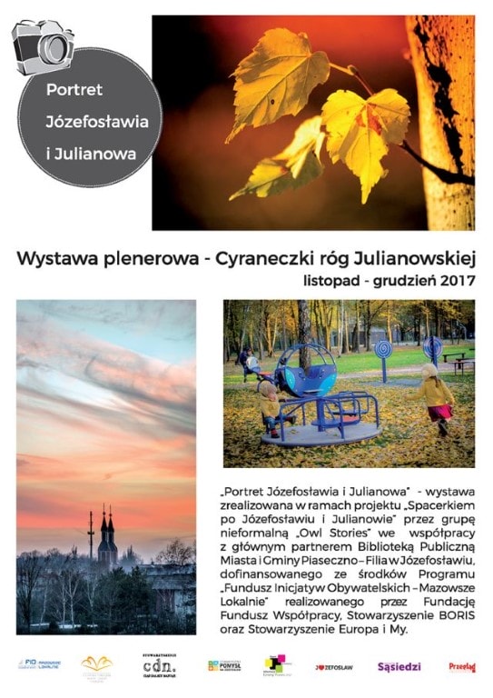Plakat promujący plenerową wystawę fotograficzną „Portret Józefosławia i Julianowa”