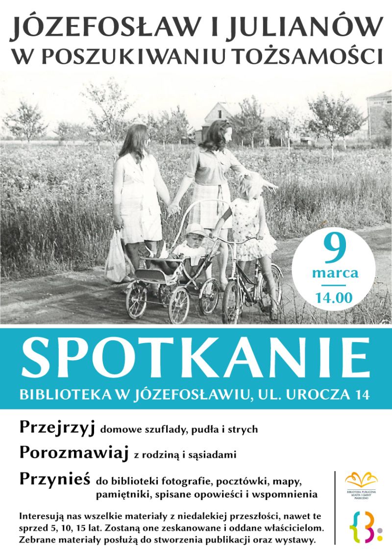 Plakat promujący spotkanie projektu "Józefosław i Julianów – w poszukiwaniu tożsamości"