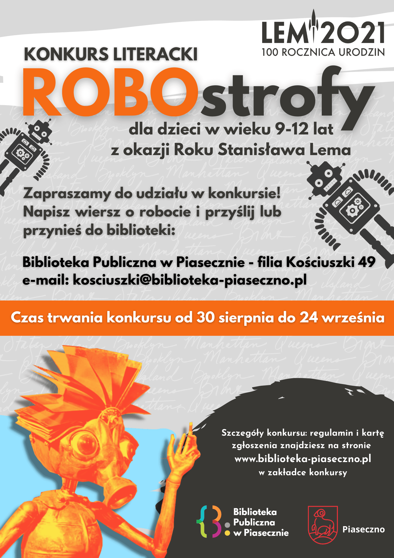 Plakat reklamujący konkurs literacki pt. Robostrofy