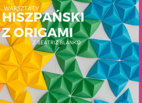 Plakat promujący warsztaty origami w ramach Festiwalu Pięknej Książki.