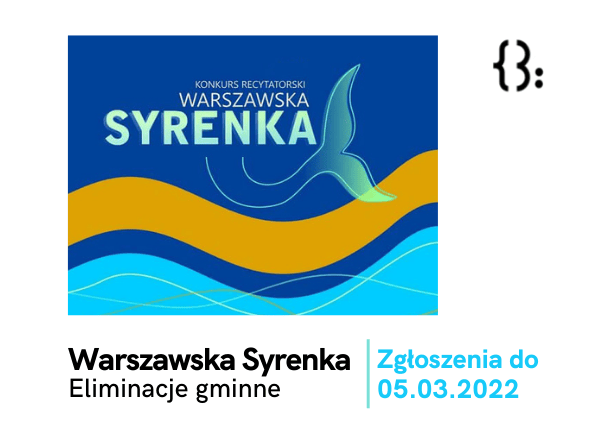 45. Warszawska Syrenka - Eliminacje Gminne do konkursu. Na obrazku znajduje się logo konkursu.