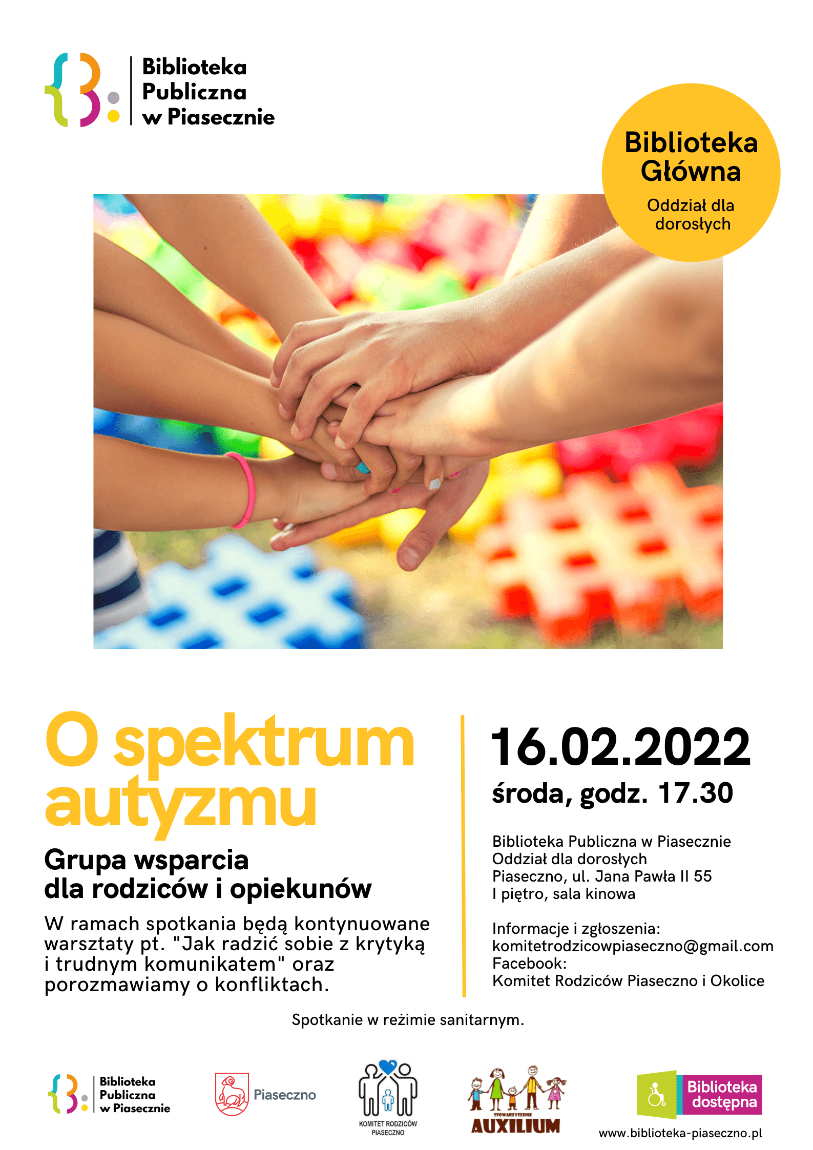 O spektrum autyzmu – grupa wsparcia dla rodziców i opiekunów - plakat informacyjny