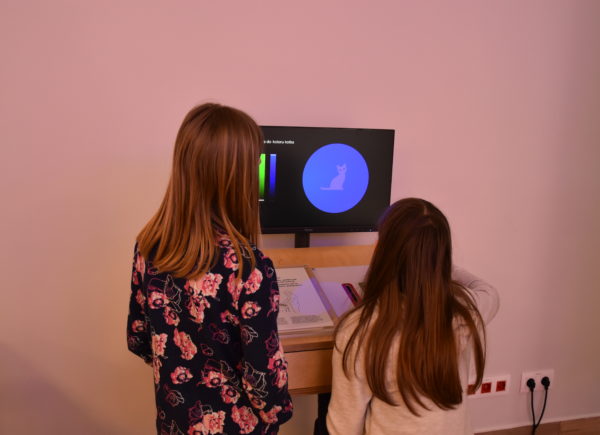 Dzieci eksperymentują na eksponacie "Znikokot"