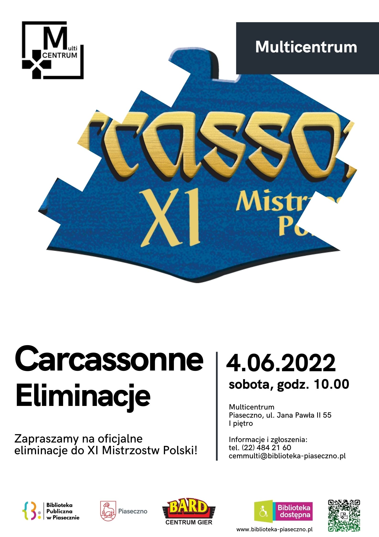 W centralnej części oficjalne logo Mistrzostw Polski Carcassonne