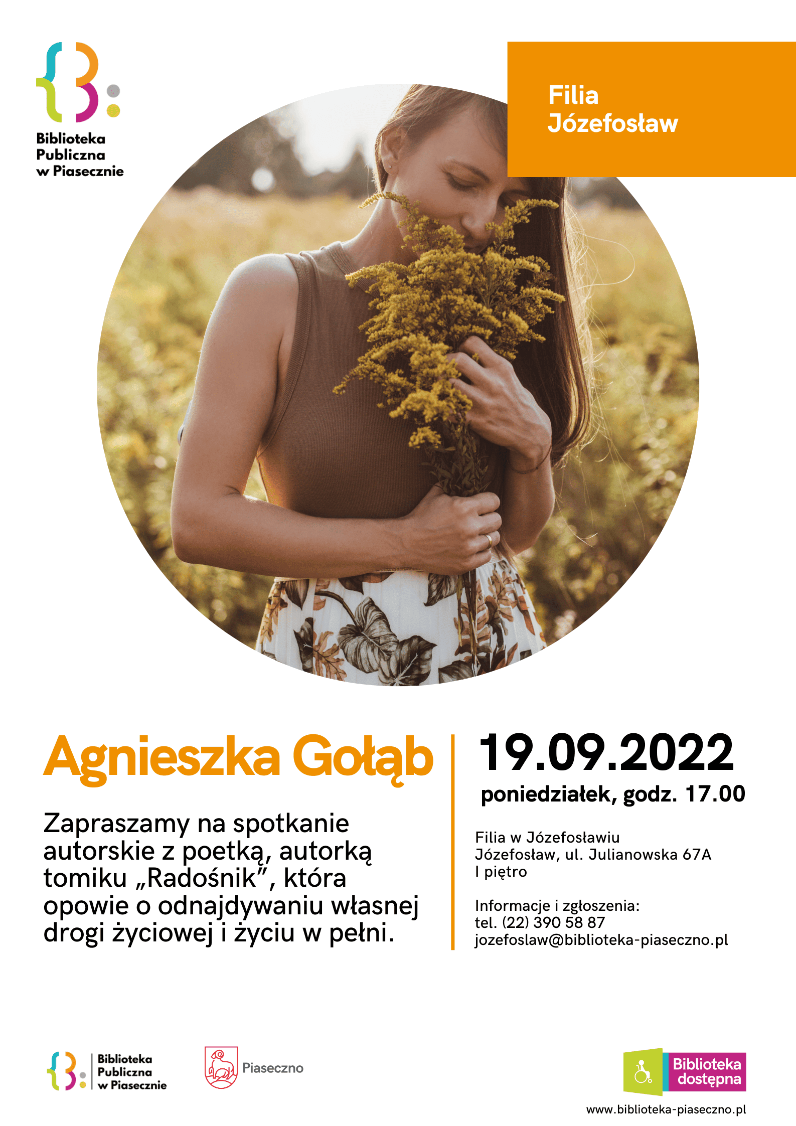 Spotkanie z Agnieszką Gołąb – plakat informacyjny