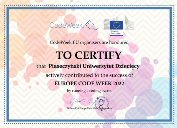 Certyfikat uczestnictwa w Code Week