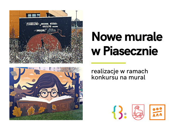grafika informująca o nowych muralach w Piasecznie