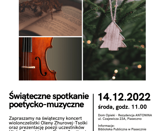 Koncert 14.12.2022 w ramach projektu Biblioteka Dostępna w Piasecznie.