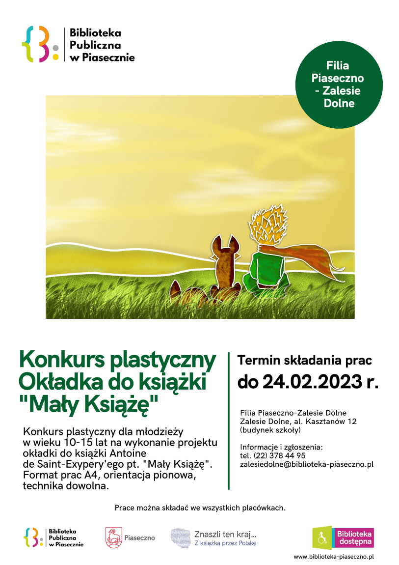 Plakat promujący konkurs plastyczny na projekt okładki do książki "Mały Książę"