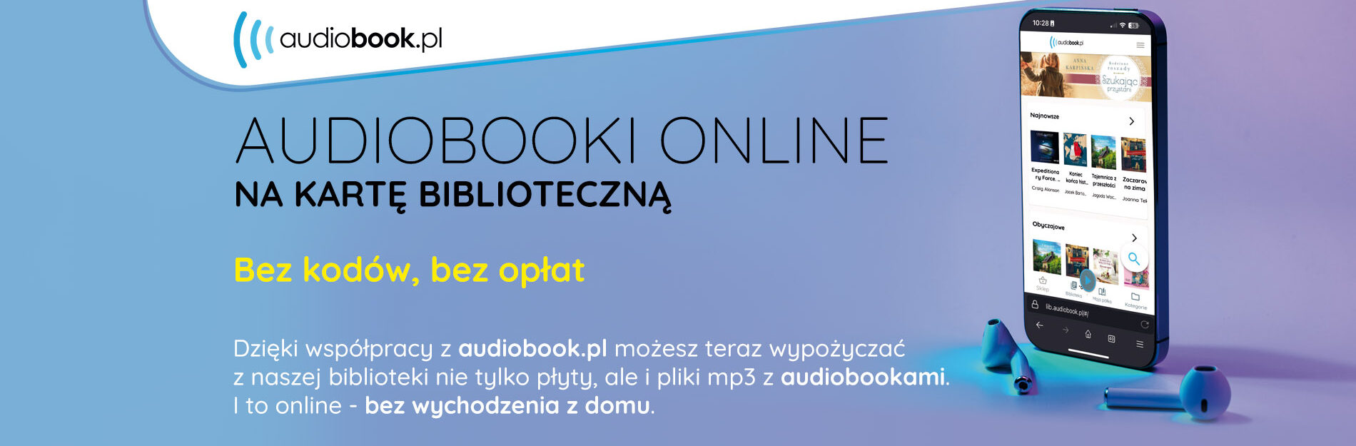 Audiobooki online na kartę biblioteczną - informacja o usłudze