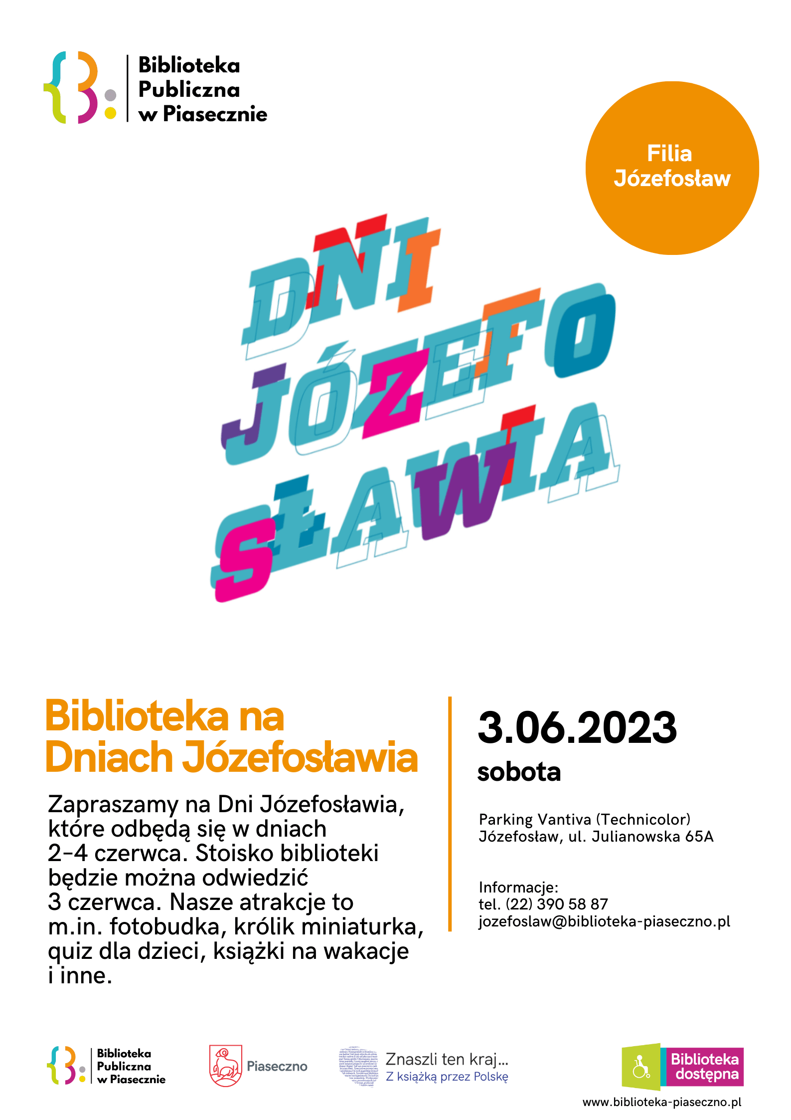 Biblioteka na Dniach Jozefoslawia – plakat informacyjny