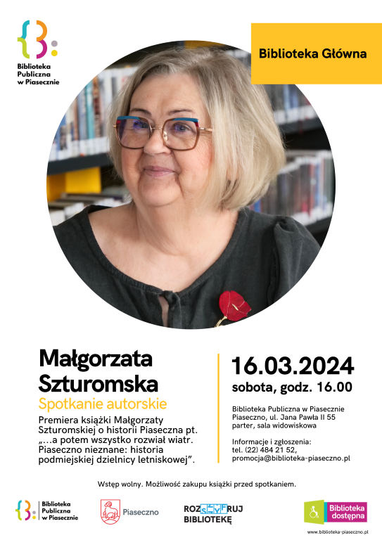 Spotkanie autorskie z Małgorzatą Szturomską - 16.03.2024