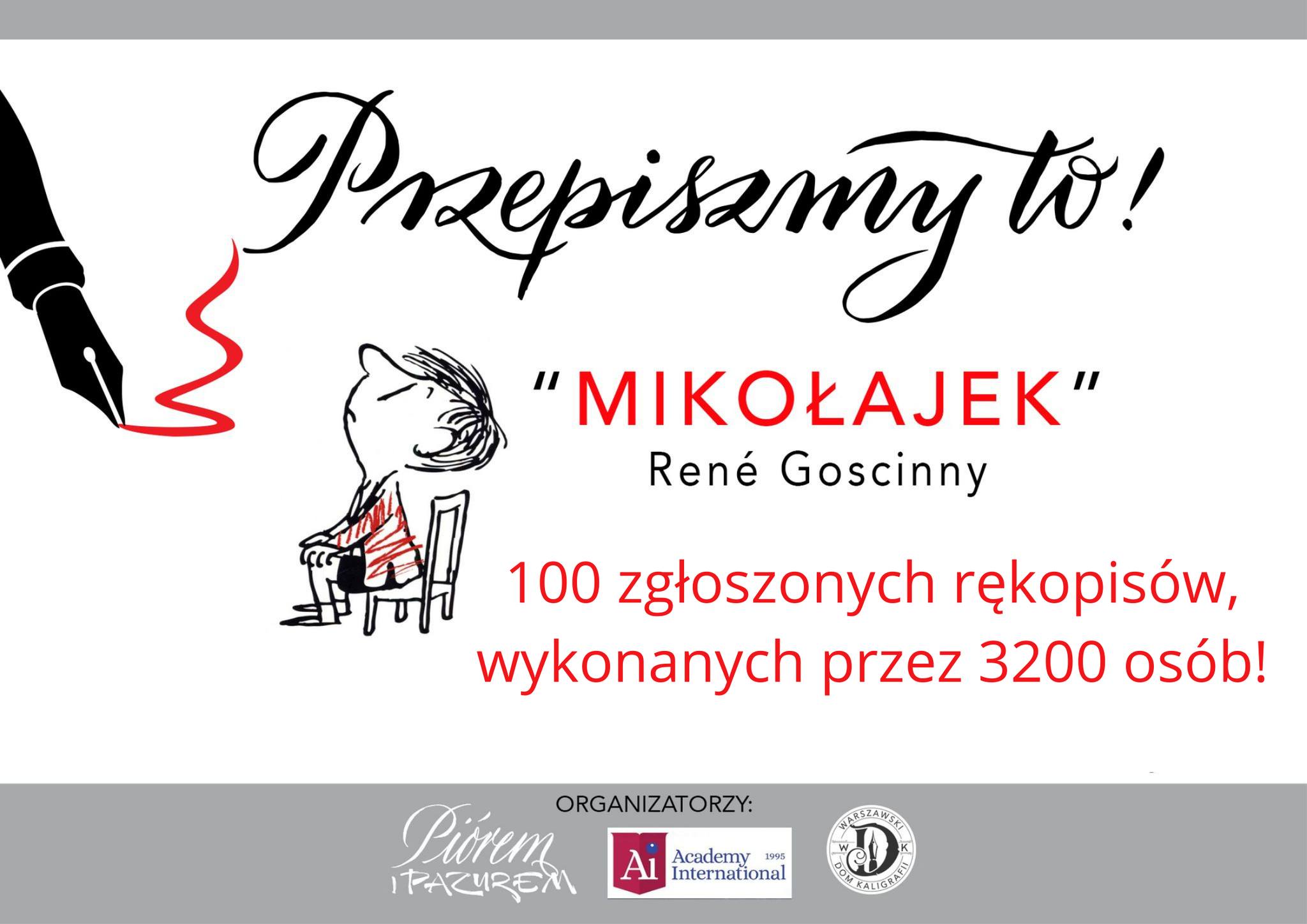 Plakat promujący akcję przepisywania przygód Mikołajka