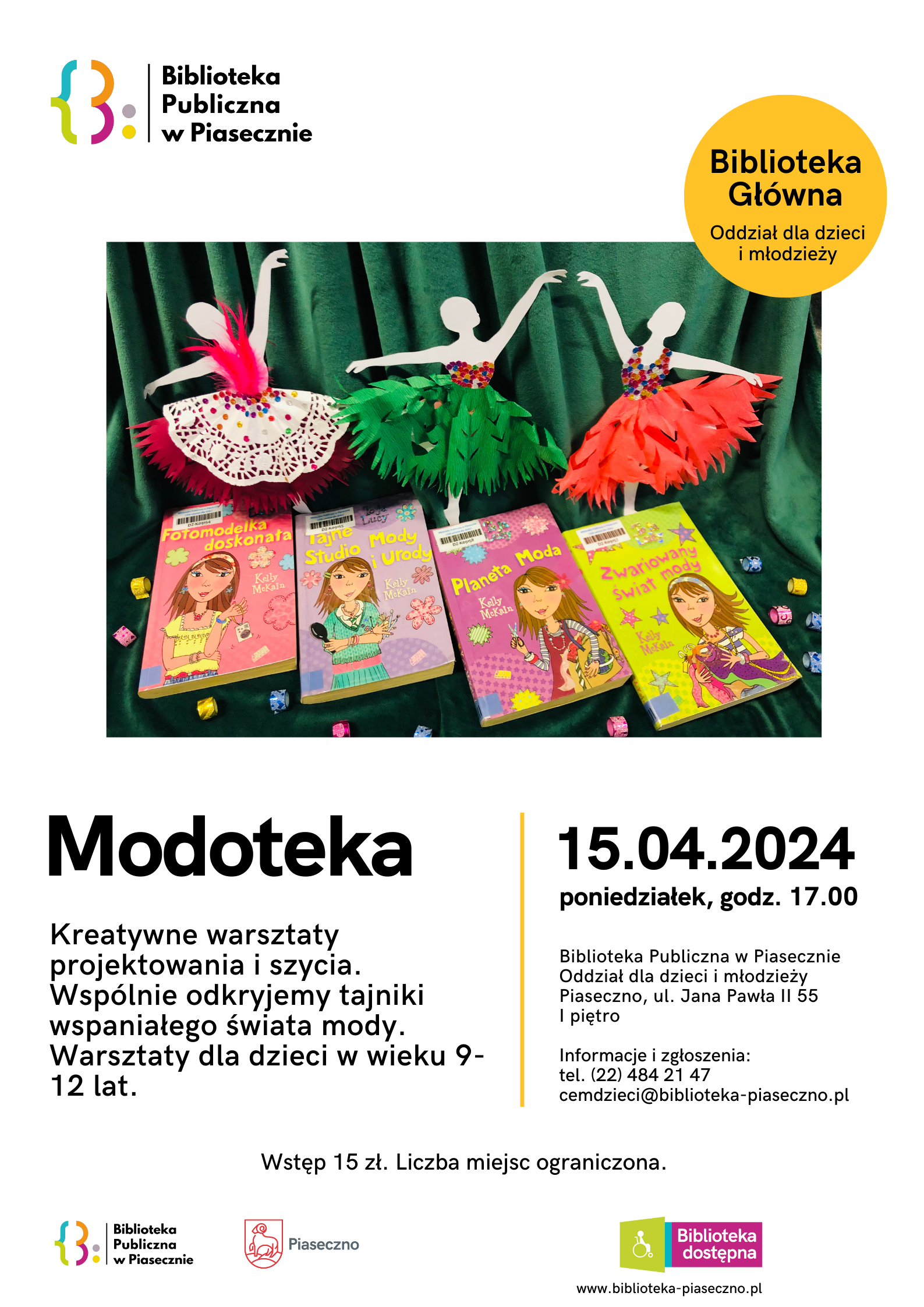 Plakat promujący warsztaty szycia Modoteka