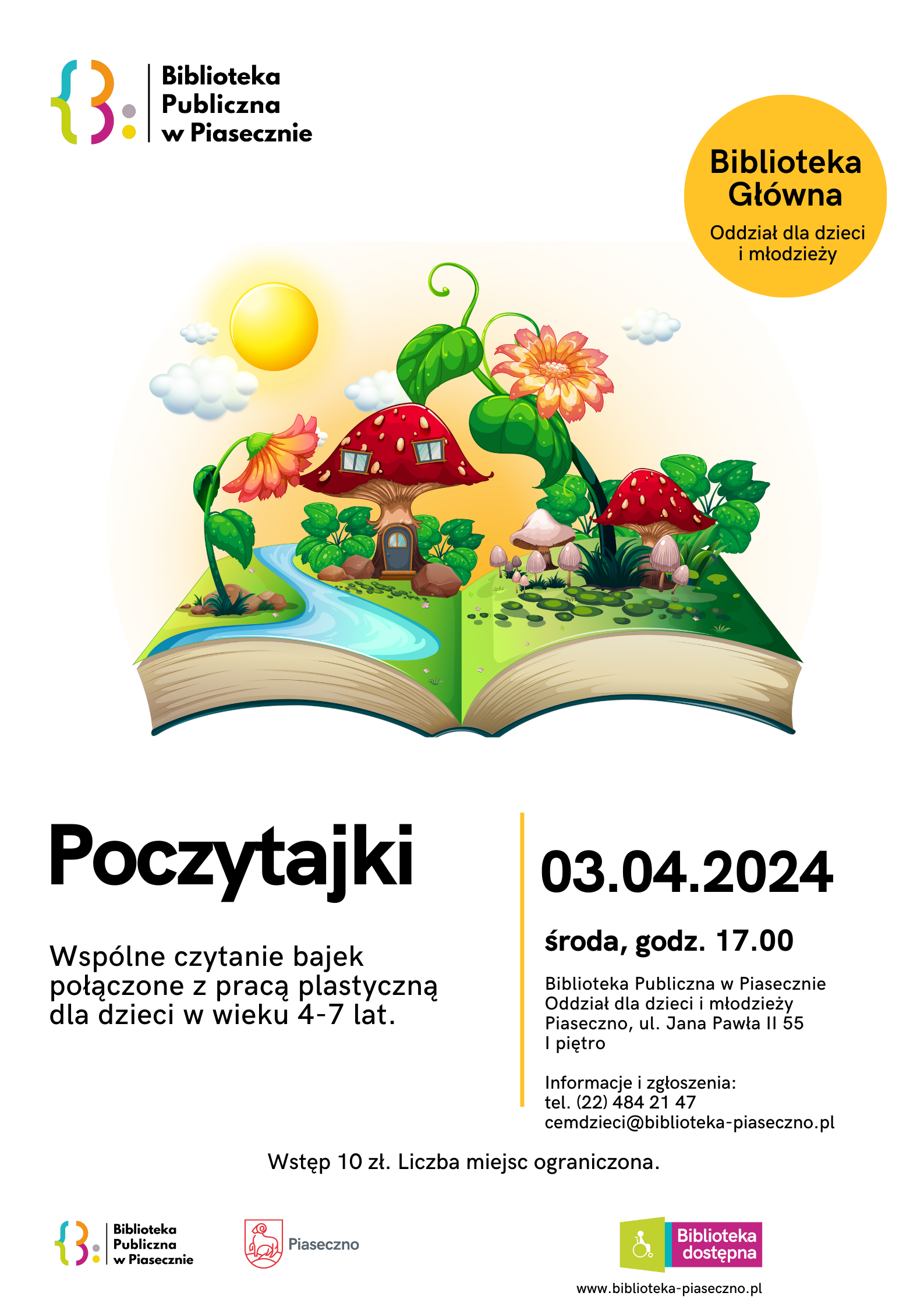 Plakat promujący zajęcia literacko-plastyczne Poczytajki