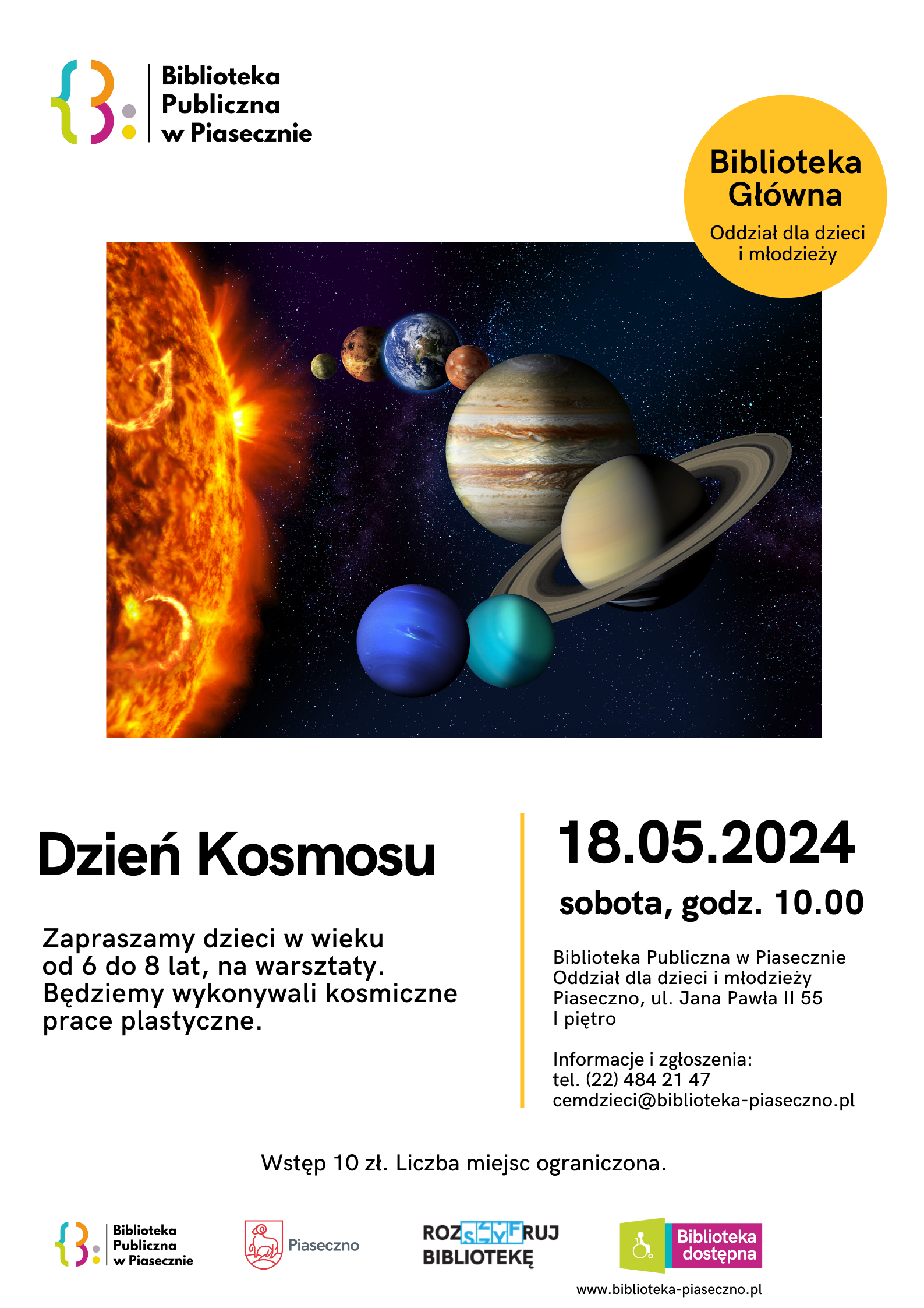 Plakat promujący warsztaty Dzień Kosmosu