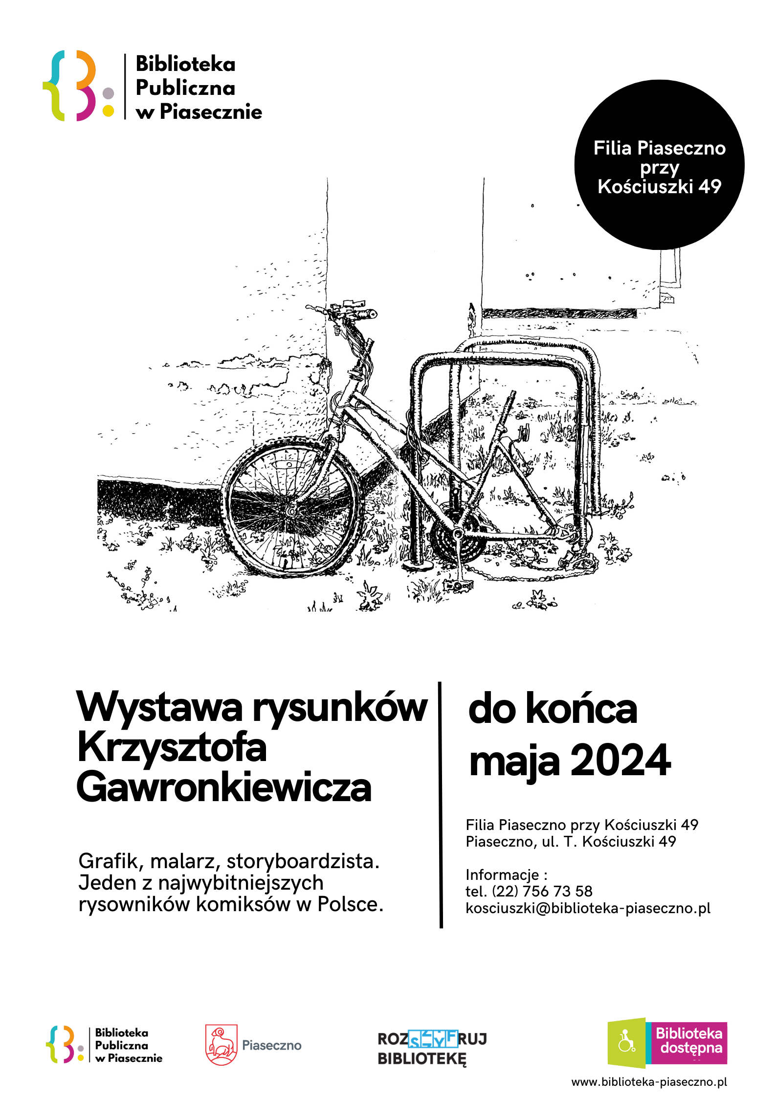 Plakat promujący wystawę rysunków Krzysztofa Gawronkiewicza
