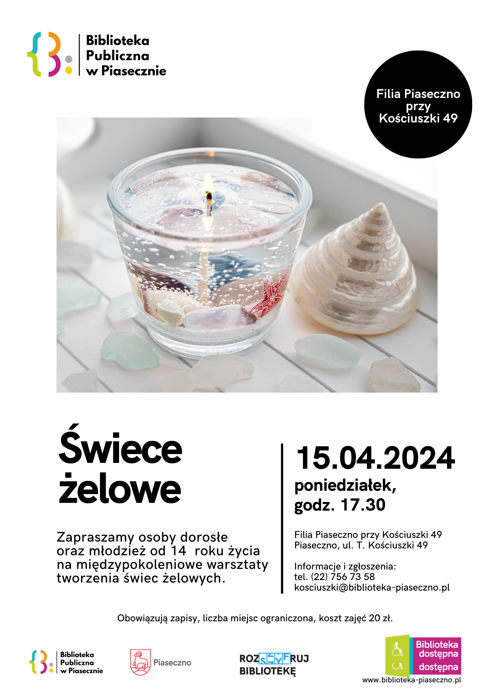 Plakat promujący warsztaty tworzenia świec żelowych